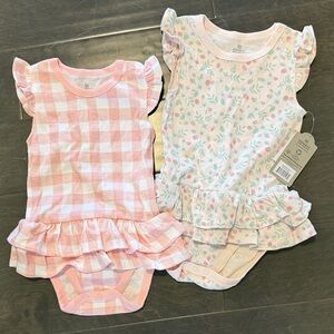 The Honest Company Pink and White Bodysuits